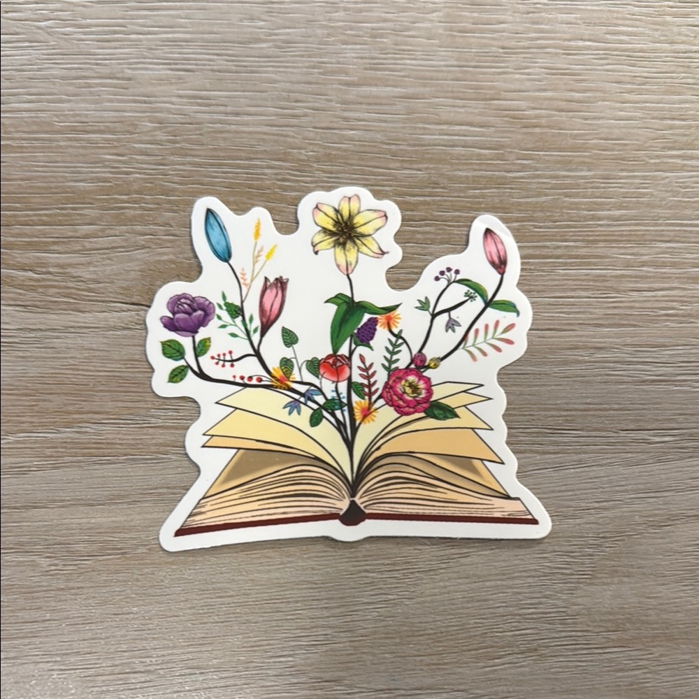 Floral Book Waterproof Vinyl Sticker 5/$5 or 10/$8